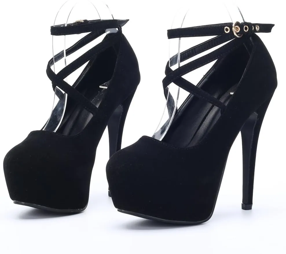 "Chic OCHENTA Women's Closed Toe High Heels - Stylish Ankle Strap Platform Pumps for Any Party!"