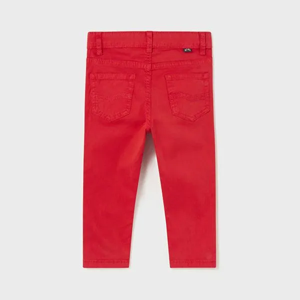 RED BASIC TWILL TROUSERS FOR BABY BOYS