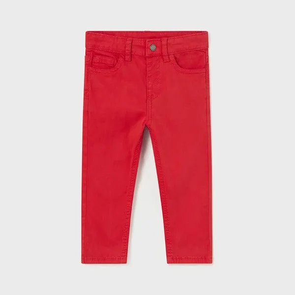 RED BASIC TWILL TROUSERS FOR BABY BOYS