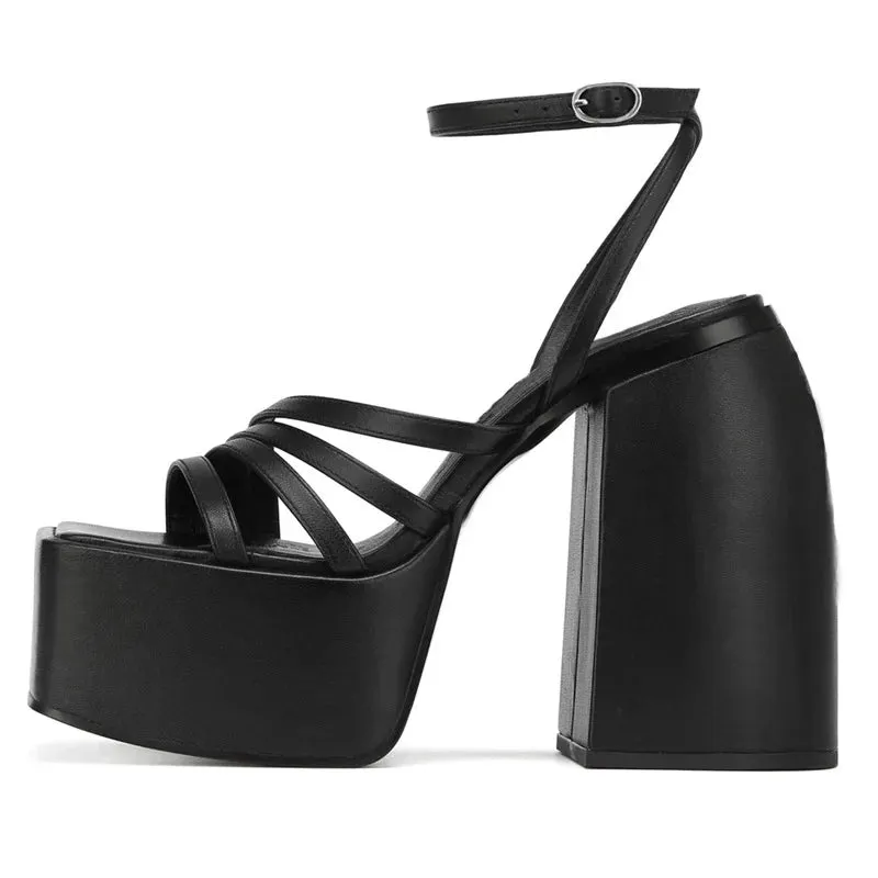 TAVIMART  -  New High Heeled Sandals Women Thick Platform Shoes Women Party Shoes High Heels Slippers Women Buckle Sandalias de las mujeres