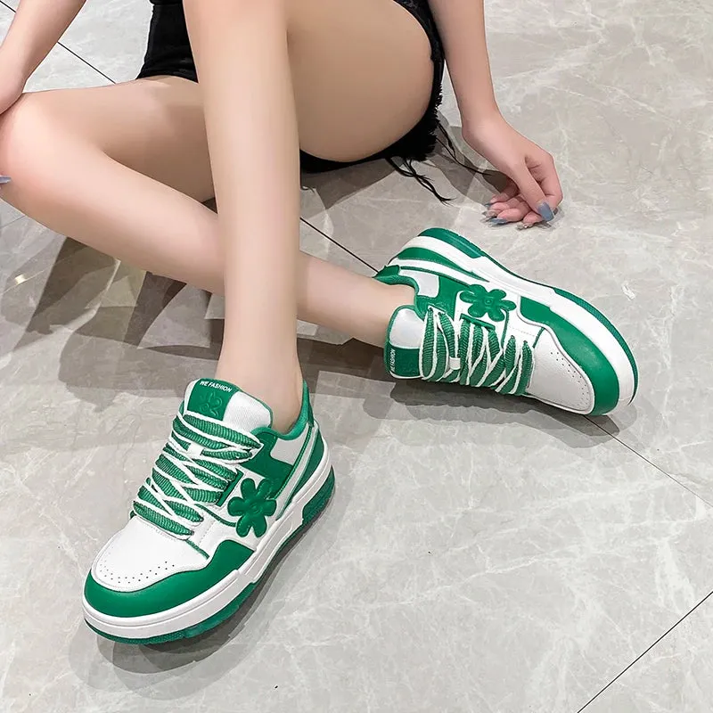 TAVIMART  -  Women Brand Small White Shoes Leather Lightweight Thick Bottom Shock Absorbing Casual Trendy All-match Sports Shoes Skate