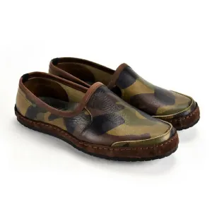 Vermont House Shoes: Premium Italian Veg-Tan Camo Loafers