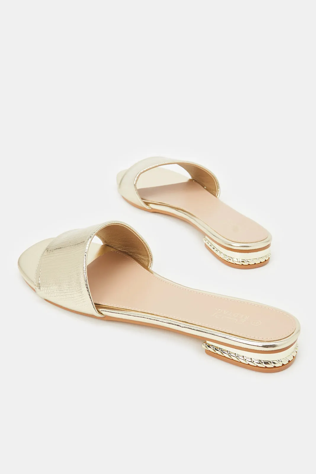 Women Gold Plain Skin Mule