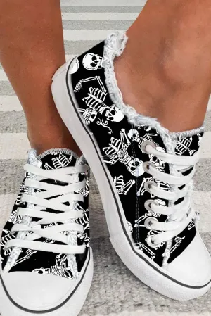 Women Skull Printed Shoes Canvas Sneakers