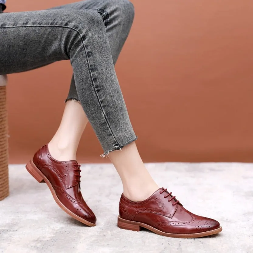 Women VintageLuxe Brogue Leather Oxfords Shoes