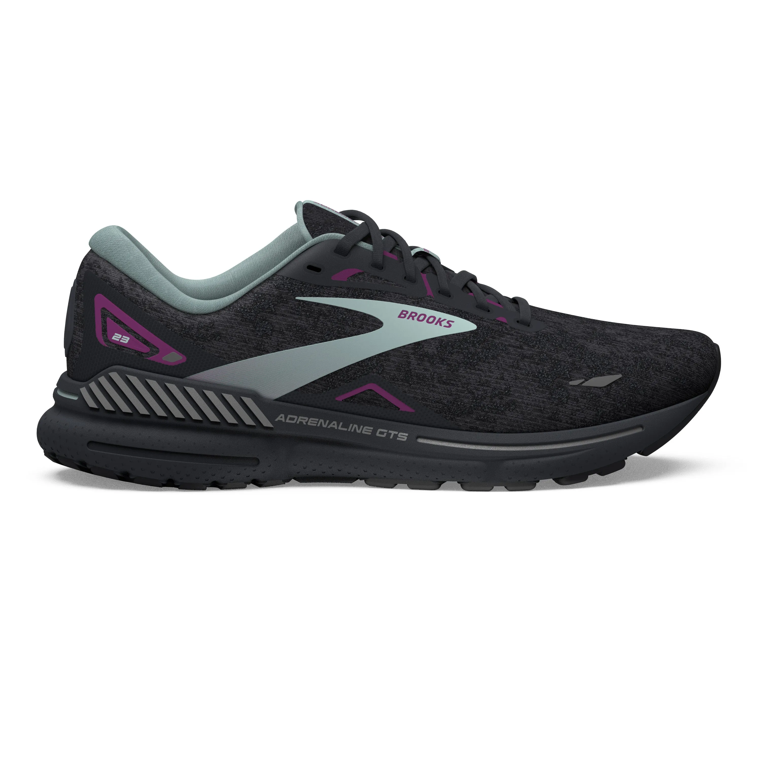 Women's Brooks Adrenaline GTS 23 1203811B072 Color:  Black/Light Blue/Purple