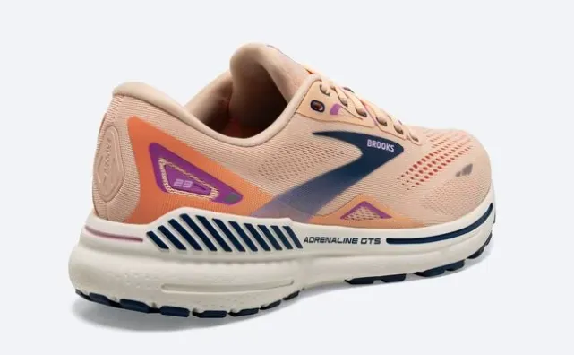 Women's Brooks Adrenaline GTS 23 1203811B795 Color:  Apricot/Estate Blue/Orchid