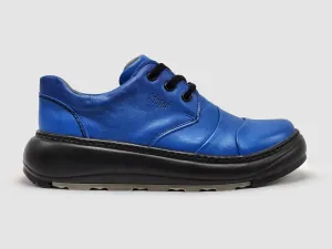 Women's Retro Leather Shoes - Blue