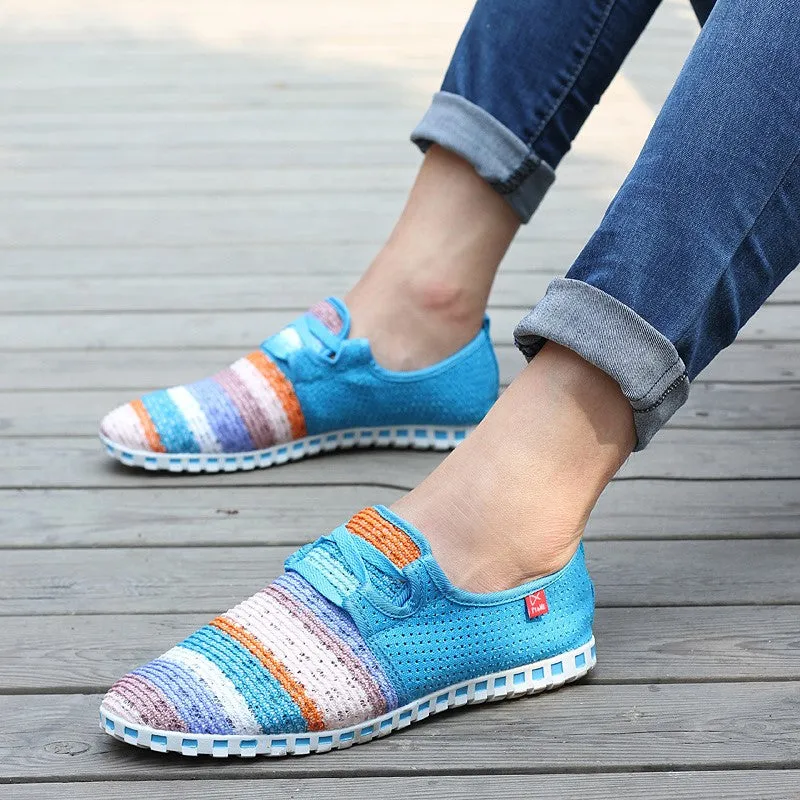 Women's summer breathable linen fabric fashion slip-on casual shoes