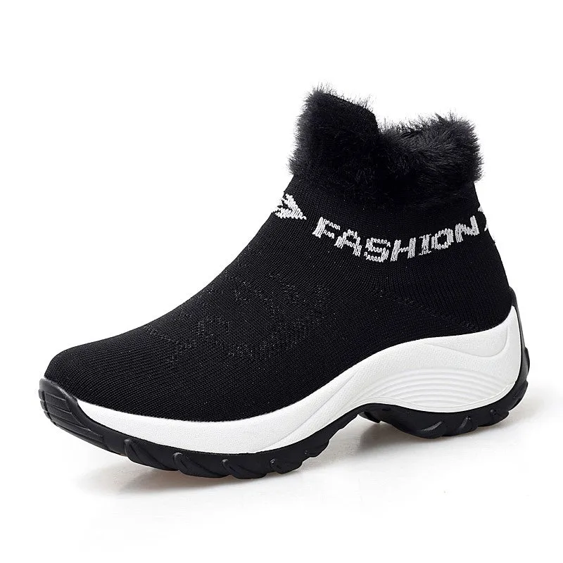 Women's winter thermal villi fashion high top sneakers cl