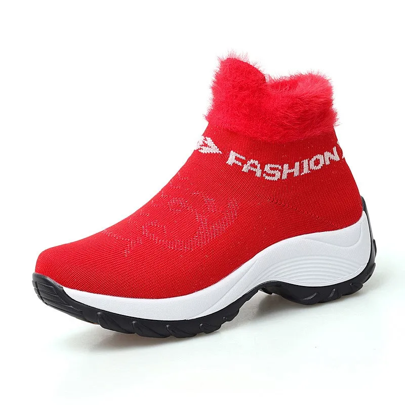 Women's winter thermal villi fashion high top sneakers cl