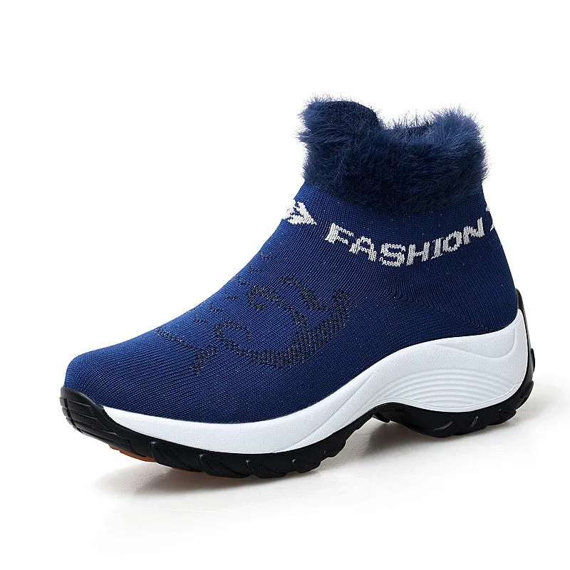 Women's winter thermal villi fashion high top sneakers cl